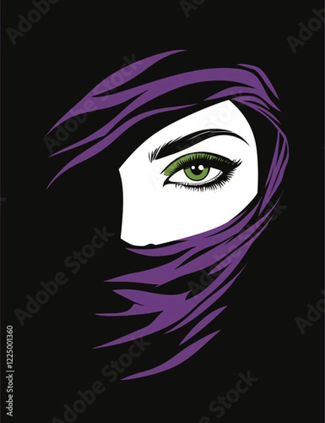 Fototapeta Minimalistic Style Logo of an Arabic Woman's Face