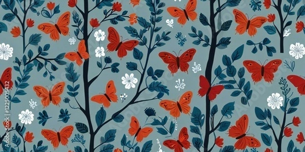 Fototapeta seamless pattern with leaves