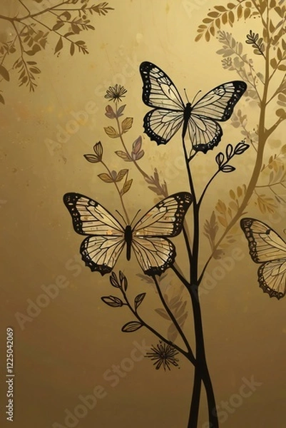 Fototapeta background with butterflies