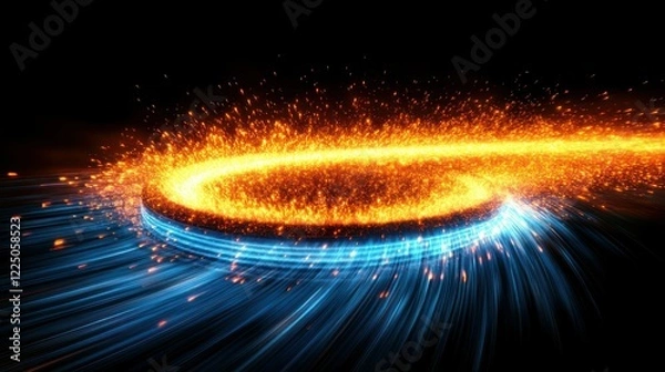 Fototapeta Abstract Fiery Ring of Light and Energy: A Digital Artwork