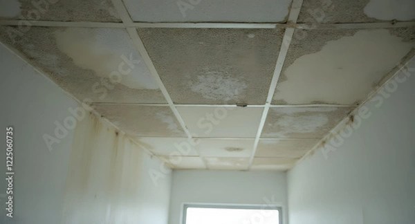 Obraz Water Damaged Ceiling Tiles in Building