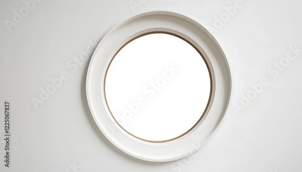 Fototapeta white circle window frame isolated on white background,window, aged, cut out, gold, image, mirror, no people, open, oval, painting, photography, picture,645