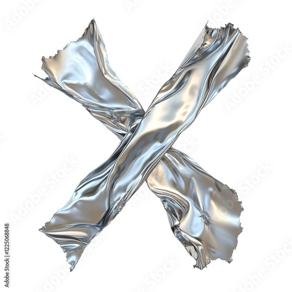 Fototapeta Two Pieces Of Silver Metallic Plastic Tattered and Rip Isolated on Transparent Background
