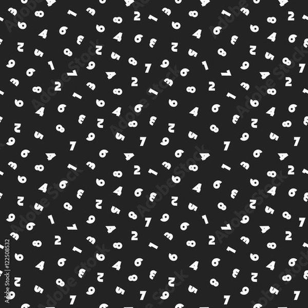 Fototapeta Seamless pattern with numbers black and white. Vector illustration.