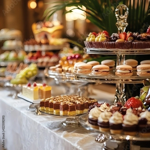 Fototapeta Luxurious Hotel Dessert Buffet: An Indulgent Feast of Elegance