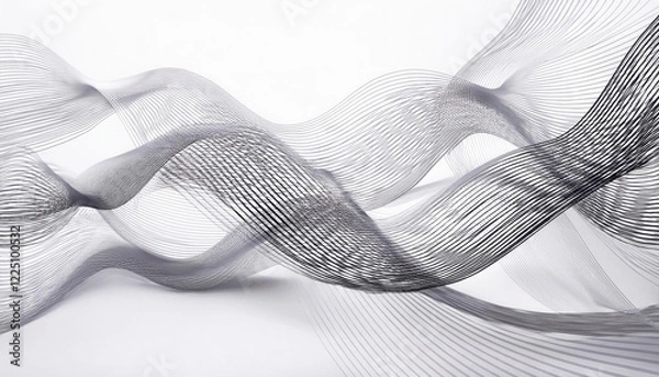Obraz Dynamic abstract wave pattern on a white background showcasing fluid motion and rhythmic lines