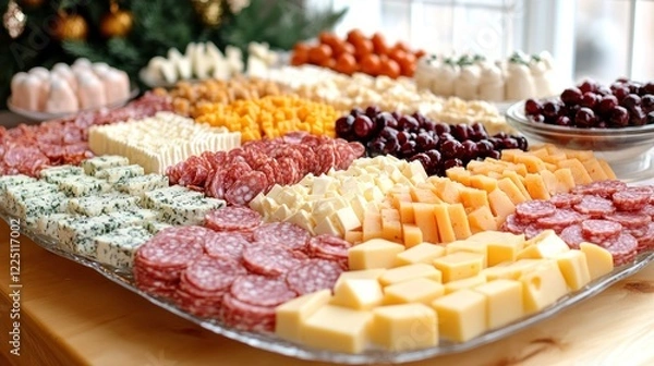Fototapeta A Festive Cheese and Charcuterie Board for Holiday Gatherings