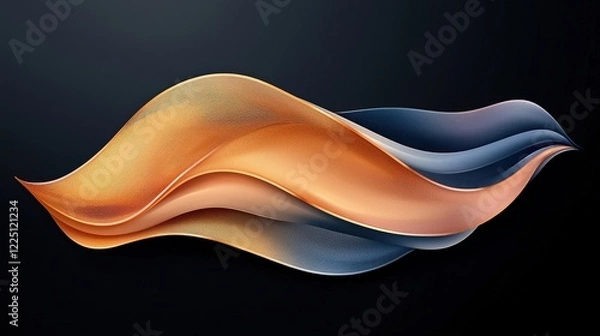 Fototapeta Elegant Abstract Waves in Warm Orange and Cool Blue Flowing over a Dark Background