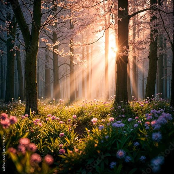 Obraz Morning in the flowery forest