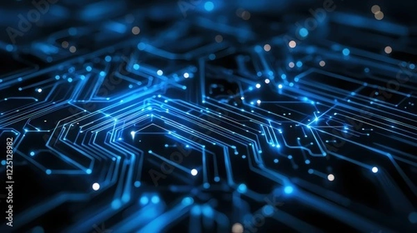 Fototapeta Abstract Blue Circuit Board Technology Background Digital Network