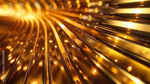 Obraz A dynamic, shimmering golden wave of light and reflections.