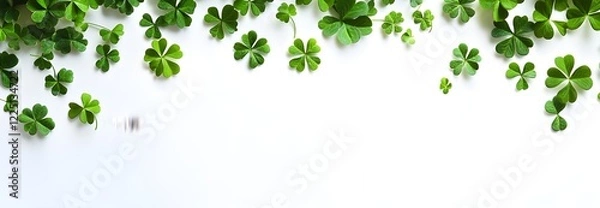 Fototapeta Saint Patrick’s Day Shamrock Clover Frame with White Background for Text or Design