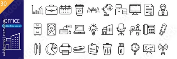 Fototapeta Office icons collection for productivity and organization in various tasks