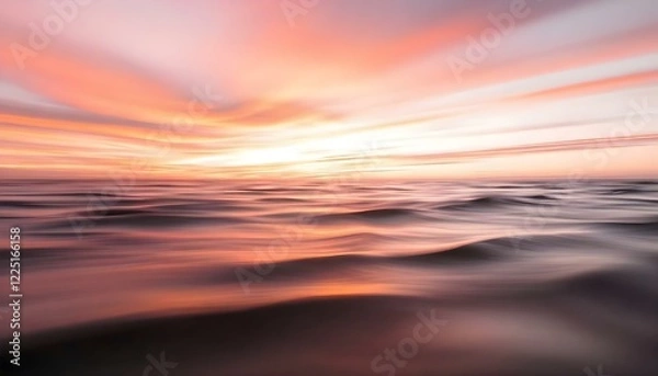Obraz A dreamy abstract landscape with soft, blurred gradients resembling sunrise colors, mixed with flowing textures like clouds or water