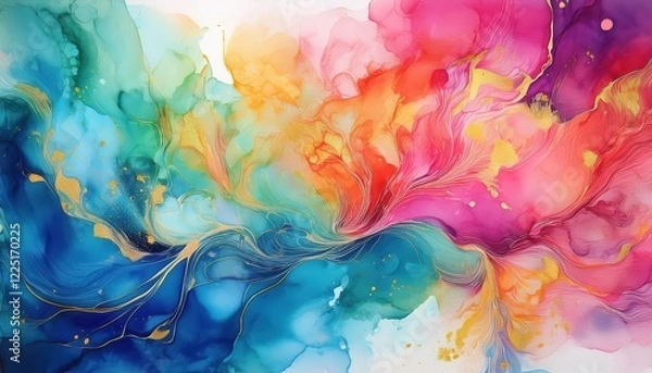 Fototapeta Vibrant, Expressive Watercolor Abstraction A Captivating Palette of Swirling Colors and Blending Techniques Showcasing a Kaleidoscope of Hues.