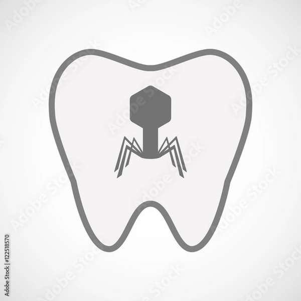 Fototapeta Isolated line art tooth icon with a virus