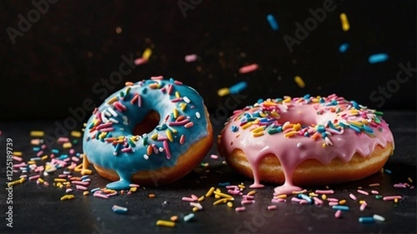 Obraz Glazed Donuts: A Vibrant Sprinkle Delight