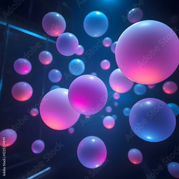 Fototapeta Abstract Gradient Spheres in Futuristic Digital Space