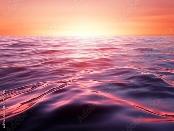 Fototapeta Sparkling ocean surface, light reflections on waves, 3D illustration