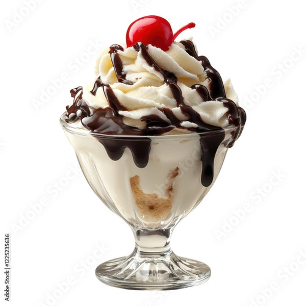 Obraz Indulging in delicious ice cream sundae dessert parlor food photography indoor close-up view