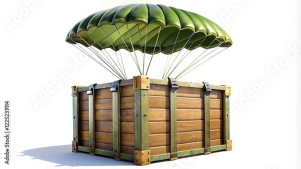 Fototapeta Crate with Parachute Descent