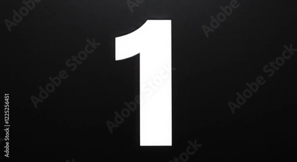 Fototapeta White Number 1 on Black Background