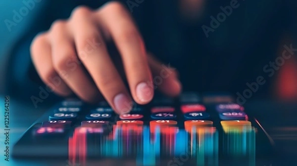 Fototapeta Digital Financial Calculator and Payout Diagram for Modern Business Analytics