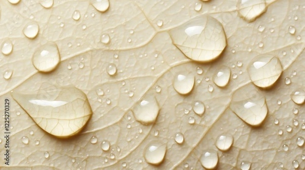 Obraz A leaf with water droplets resting on its surface