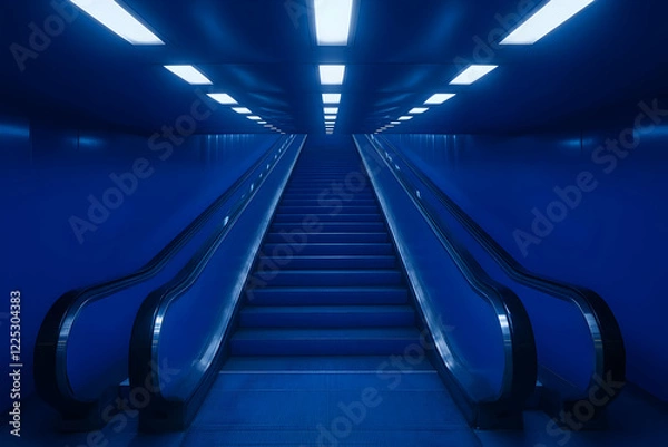 Obraz Blue Escalator Tunnel Illustration