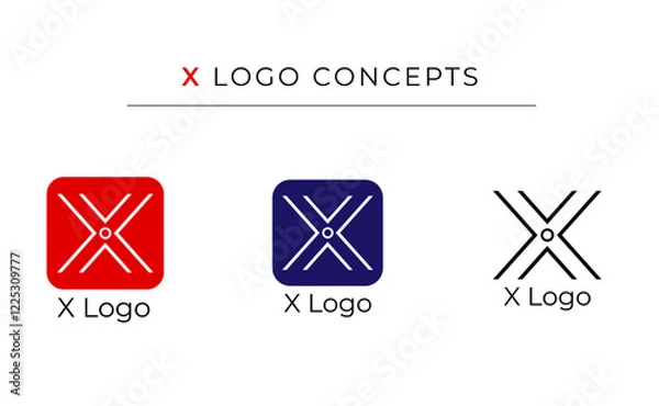 Fototapeta X logo icon design template, X logo concepts for company, Letter X logo, Vector X elements template icon, simple letter X app icon black logo alphabet for company