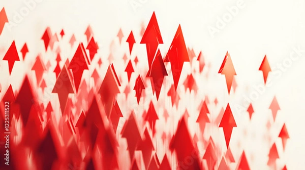 Fototapeta Red Arrows Ascending In A White Background