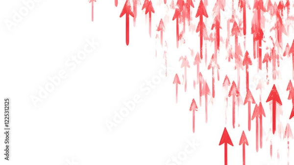 Fototapeta Red Arrows Pointing Upward Indicating Growth Progress
