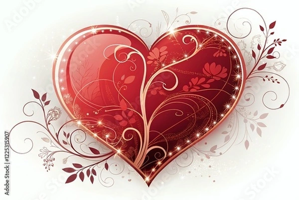 Obraz heart with floral ornament Love the background, Heart Vector illustration, decorations for Valentine's day design