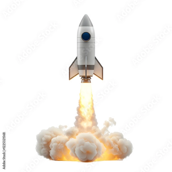 Fototapeta 3D shuttle rocket takes off successfully, concept. Spaceship launches, creative idea. Start up. PNG File 