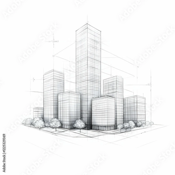 Obraz 3D Architectural Sketch Cityscape