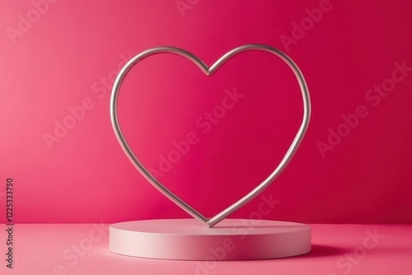 Fototapeta Minimalist Heart Shaped Display on Pink Background