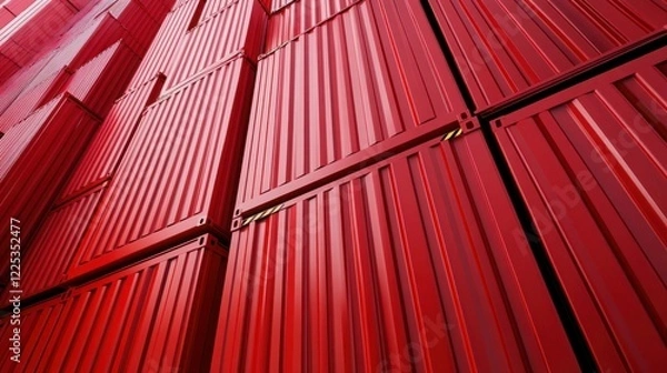 Fototapeta Crimson Cargo: A Towering Stack of Shipping Containers