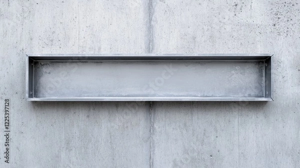 Fototapeta Metal Aluminum Signage Frame against a Gray Concrete Wall with Clear Copy Space for Text Placement in a Minimalistic Style