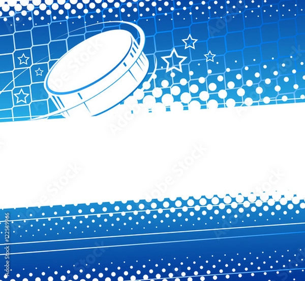 Fototapeta Hockey abstract background. Hockey puck flies into the net gate