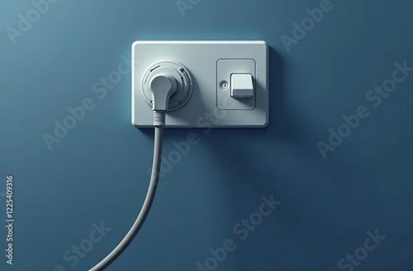 Fototapeta Electric socket with a plug. Connection and disconnection concept. Concept of 404 error connection. Electric plug and outlet socket unplugged. Wire, cable of energy disconnect – vector