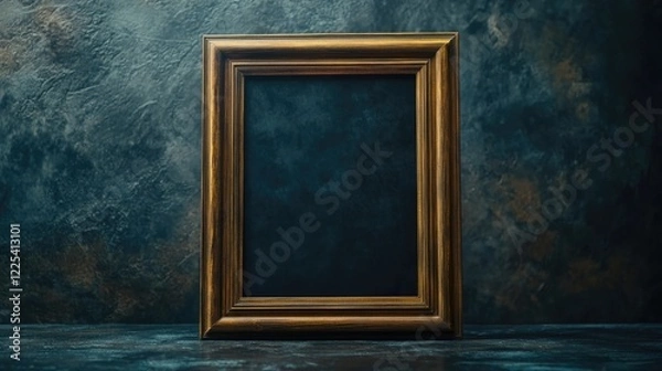 Fototapeta Elegant wooden mockup frame positioned on a textured dark background with ample empty copy space for personalized text or artwork.