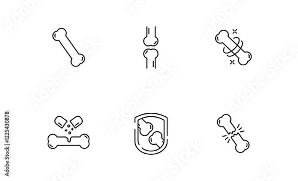 Obraz Set of Human bones icon, calcium and vitamins Symbol Outline icon, Editable Stroke