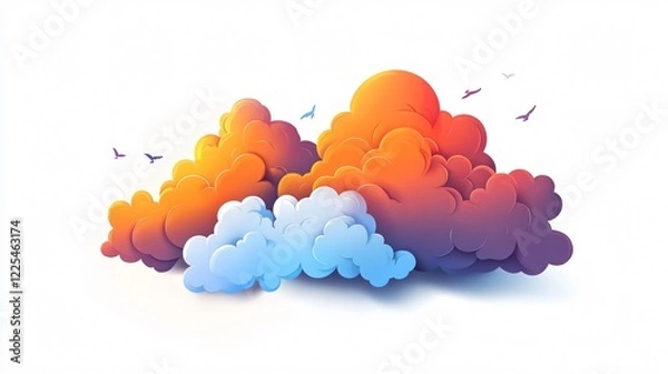 Fototapeta Professional Wide Angle Cloud Sticker Centered Composition for Design Projects