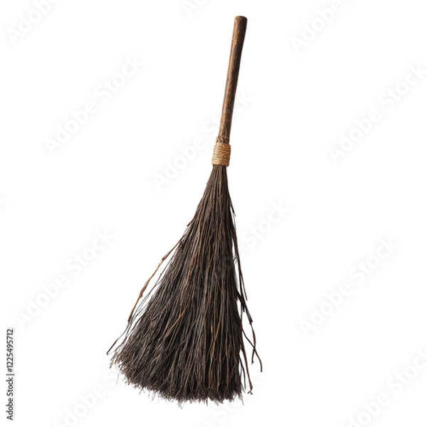 Fototapeta A realistic witch's broom against a white background, transparent, alpha background png
