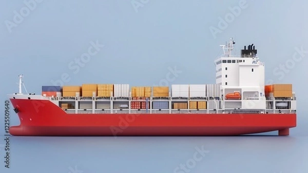 Fototapeta Cross Section of Cargo Ship Showing Internal Storage Layout