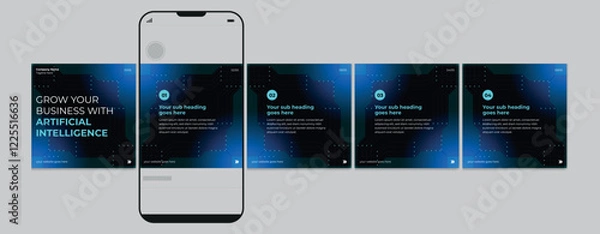 Fototapeta LinkedIn Carousel Post Design, editable social media Instagram carousel post, artificial intelligence carousel post template, eps 10