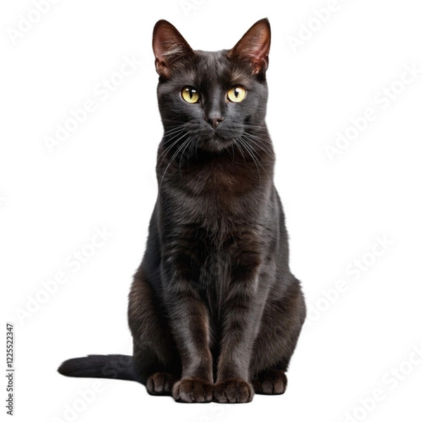 Fototapeta black cat isolated on transparent background