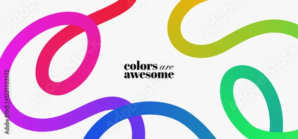 Fototapeta Colorful Gradient curves on white background. Cool and fun design elements.