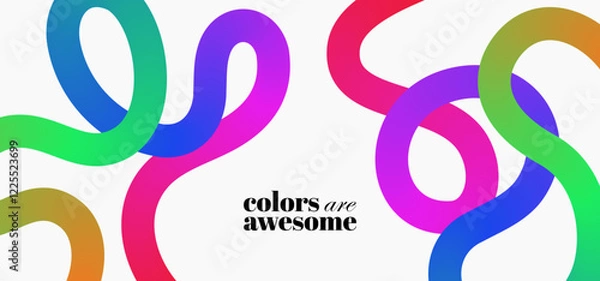 Fototapeta Colorful Gradient curves on white background. Cool and fun design elements.
