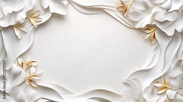 Obraz White and gold floral frame creating elegant empty space